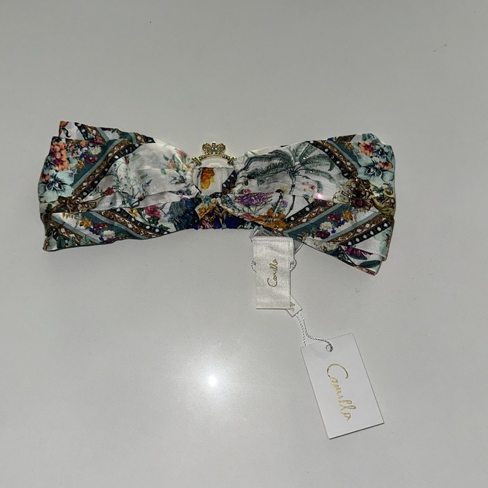 FLASH SALE CAMILLA “Plumes and Parterres” silk floral print crown ring headband - Picture 3 of 5